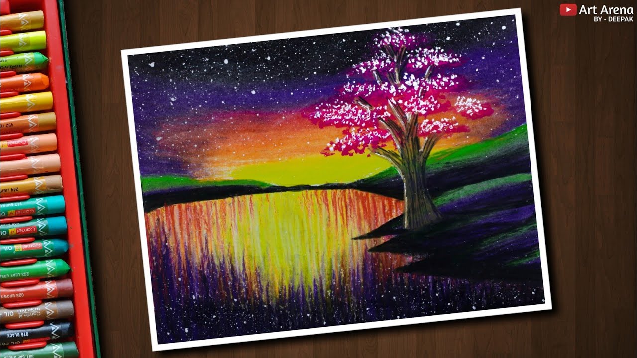 Step by Step Colourful Landscape Drawing with Oil Pastels