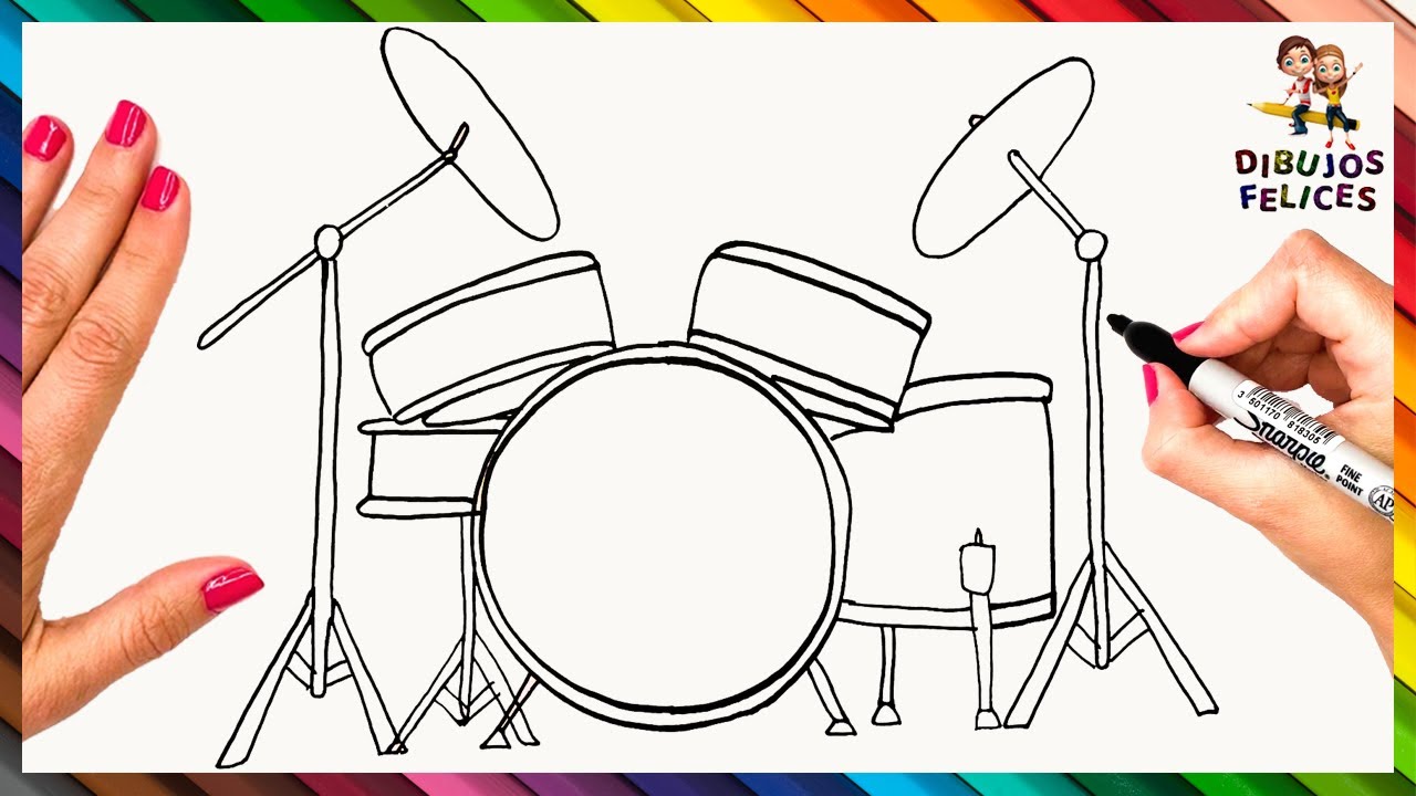 Cómo Dibujar Una Batería Paso A Paso 🥁 Dibujo Fácil De Batería