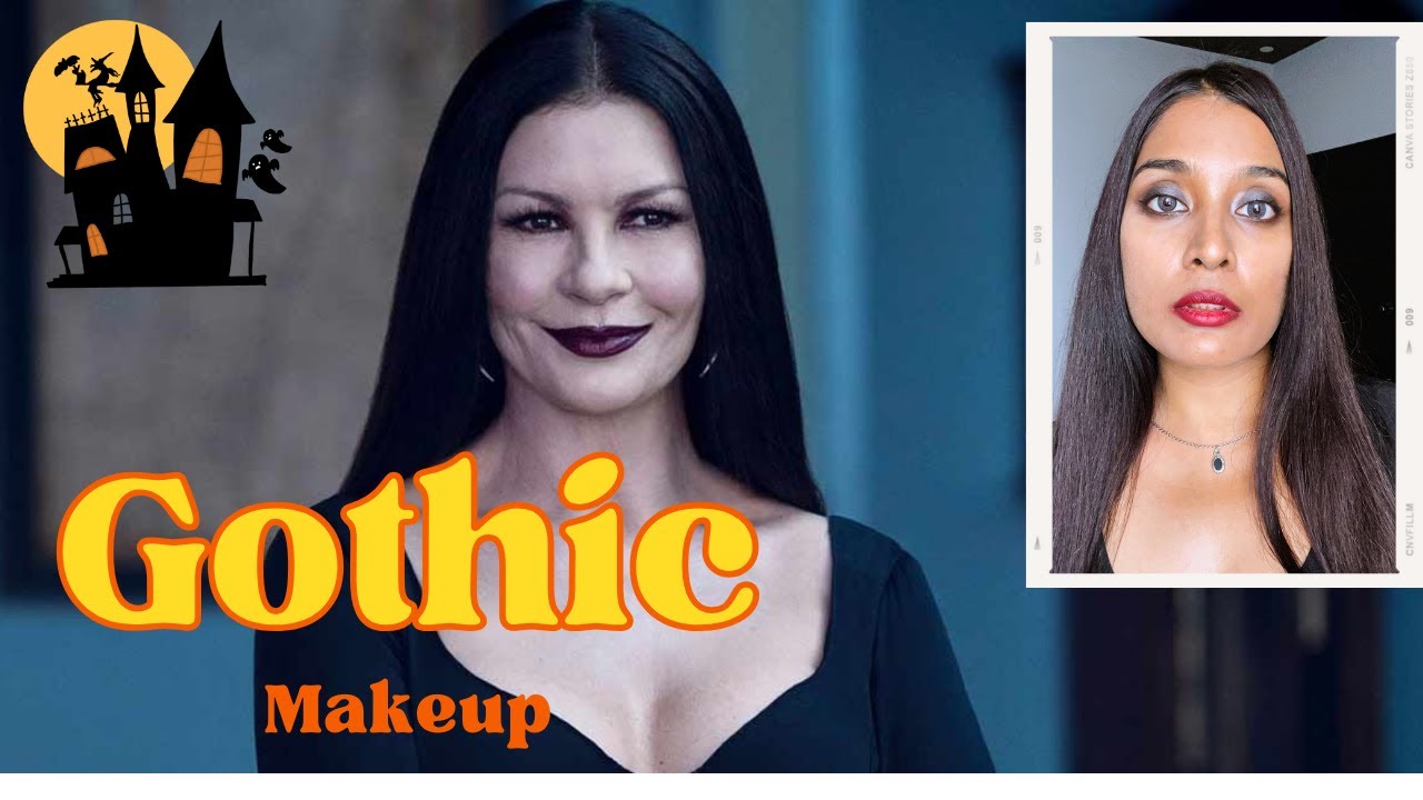 Morticia Addams Gothic Makeup Tutorial | Easy Dark Glam Look for Halloween #blackeyemakeup