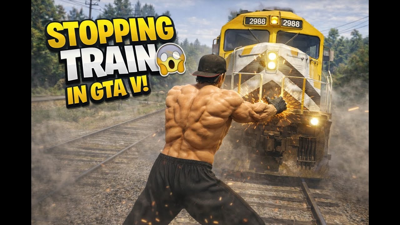 Can a Bodybuilder Stop a Train in GTA 5 DAY 2 ?  #shorts #live #shortsfeed