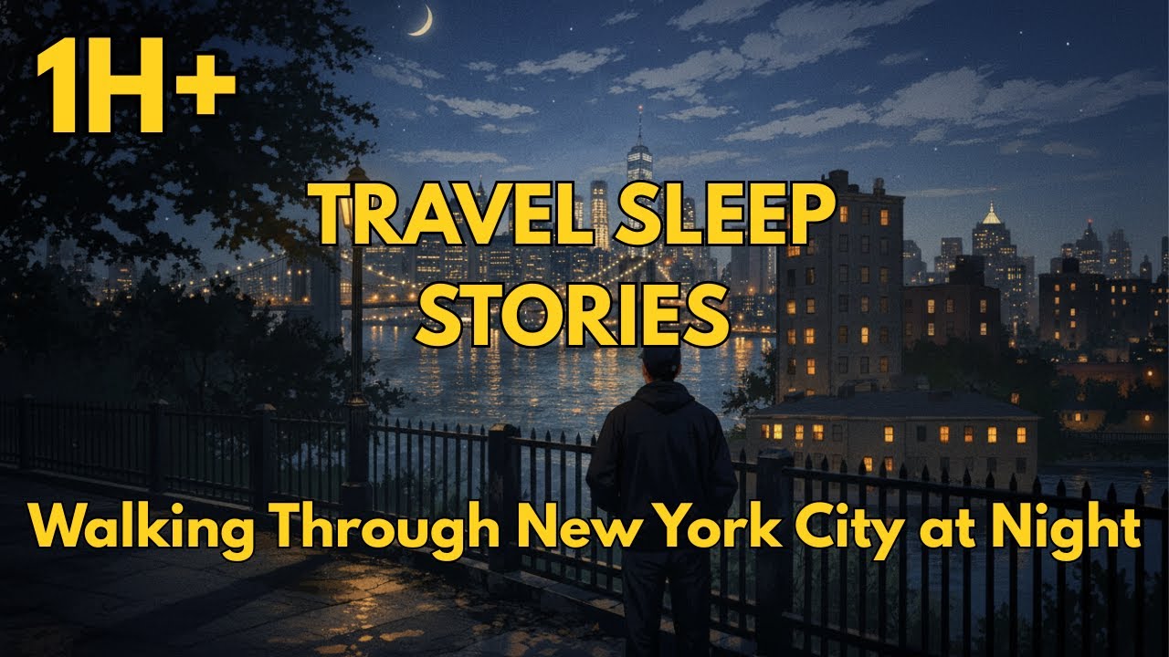 1H+ Walking Through New York City at Night | Calm Travel Sleep Story