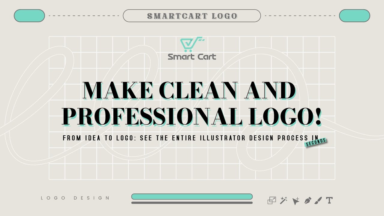 Smart Cart Logo Design with Modern Mint Minimalism in Adobe Illustrator | E-Commerce Branding