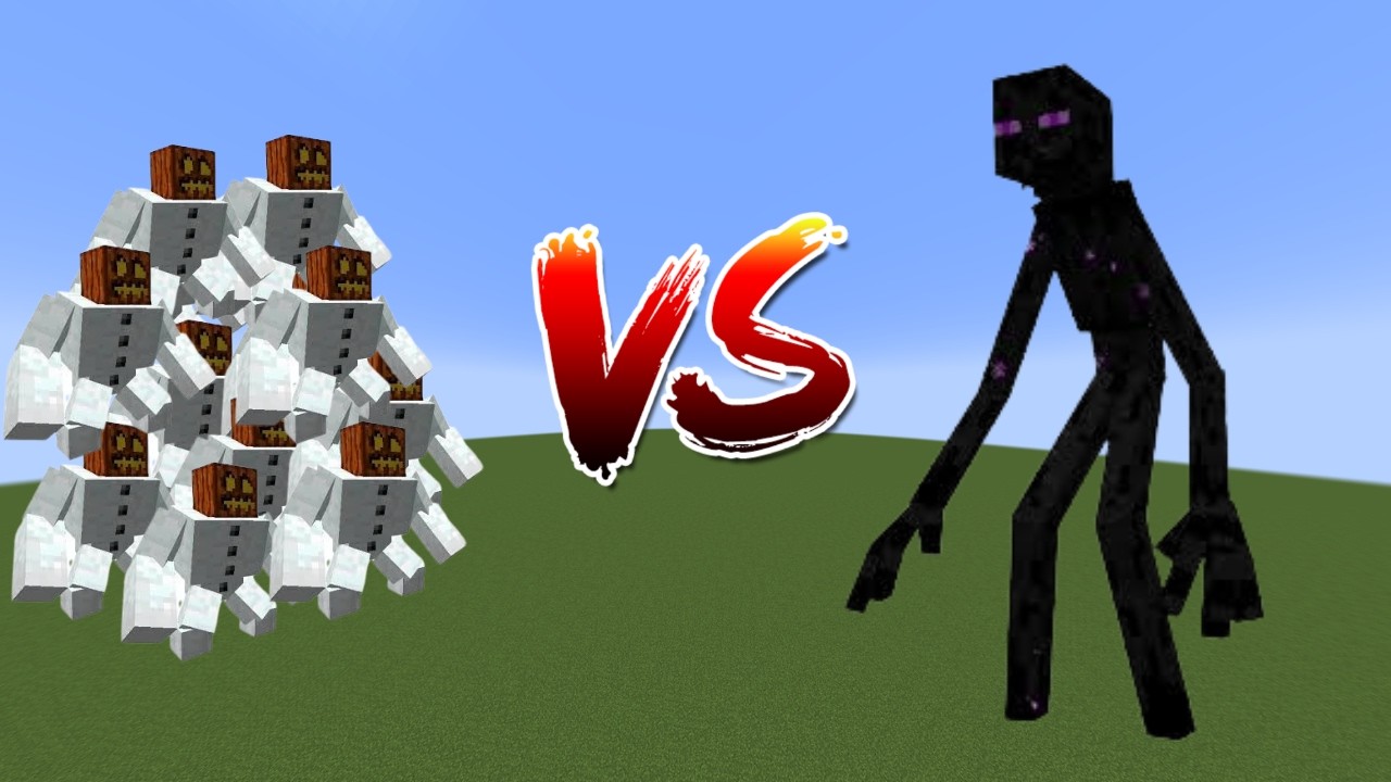 10 Mutant Snowgolems vs Mutant Enderman In Minecraft