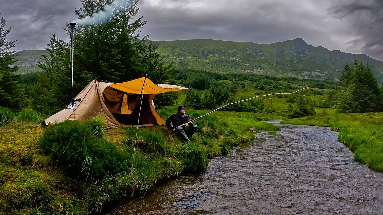 Off-Grid Camping by a Remote Stream | Fishing & Bushcraft