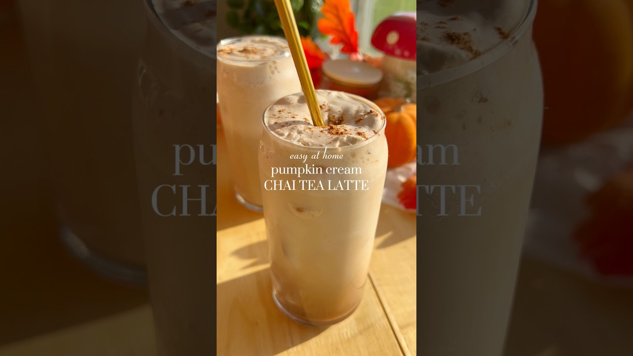 pumpkin cream chai latte 🎃☕️ recipe is on my blog kennascooks.com #chaitea #easyrecipe #fall #drink