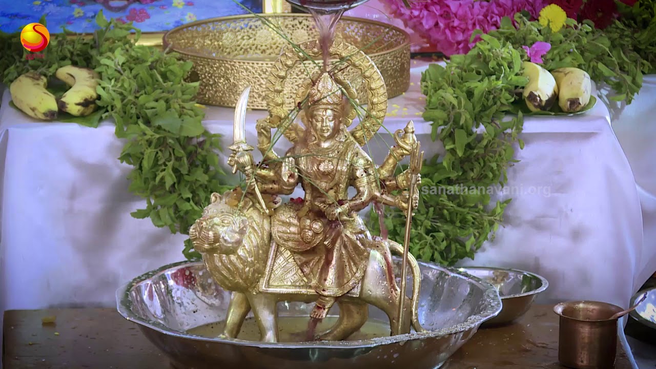 Mother Durga Devi Abhishekam at Sathya Sai Grama, Muddenahalli