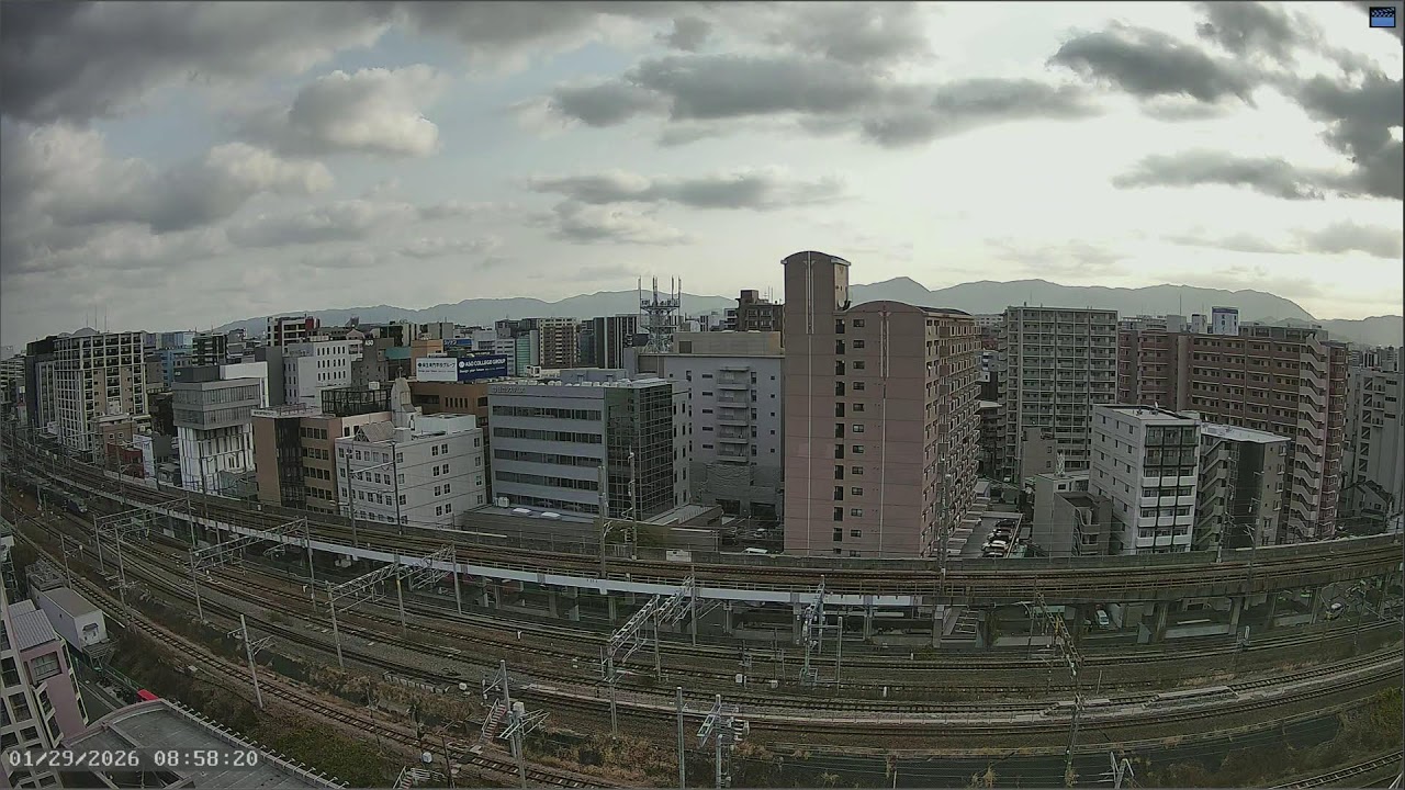 Live Cam: Hakata Station, Fukuoka, JP｜Shinkansen & Local JR Lines｜Night View｜Sunrise & Morning Sun