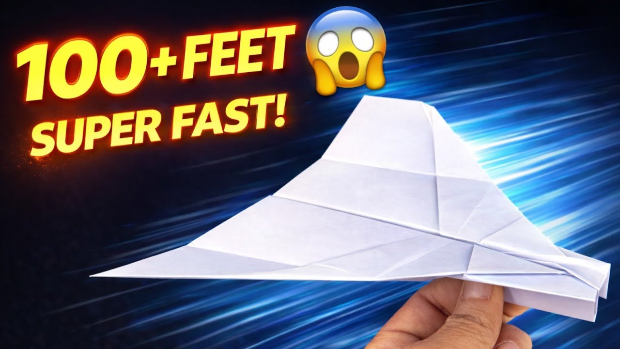 100+ Feet Super Fast Paper Plane ✈️ | World’s Fastest Paper Airplane Tutorial