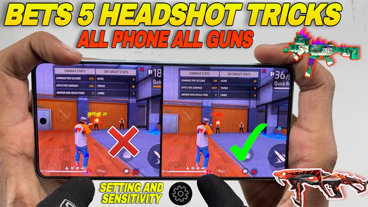 Free fire one tap headshot tips and tricks setting, sensitivity, HUD, mobile setting with handcam