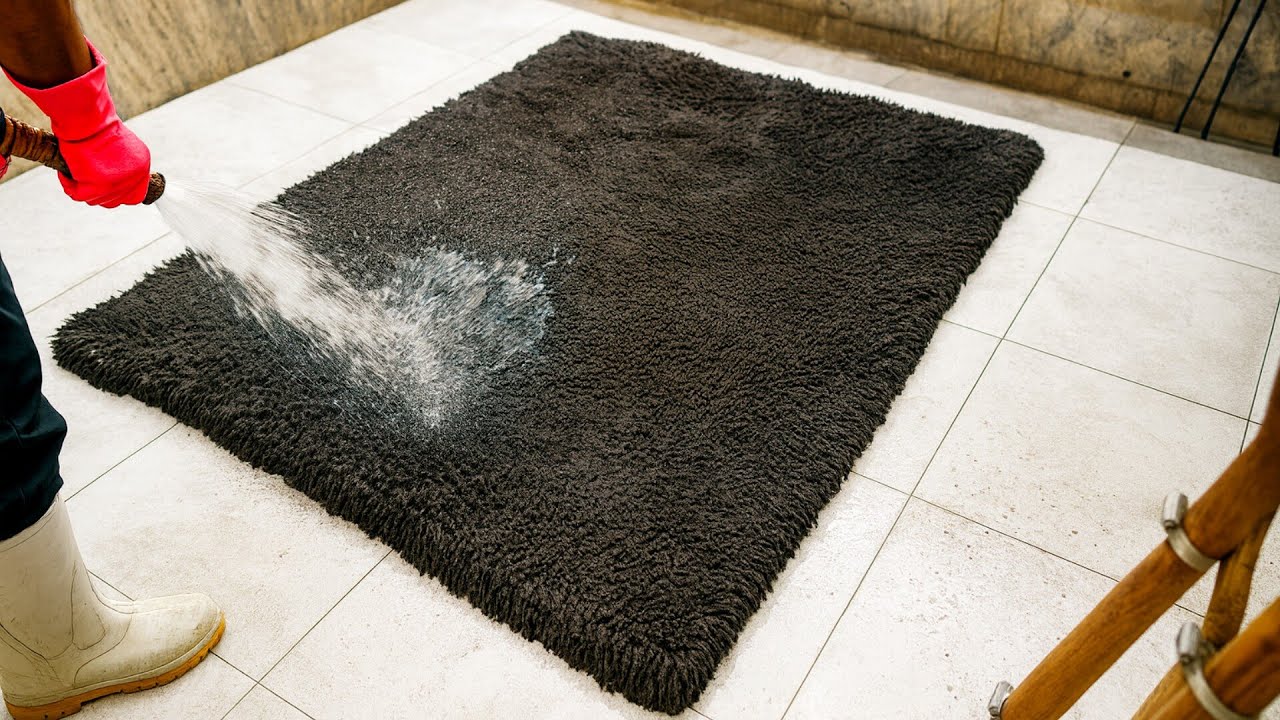 Huge Shag Rug Cleaning Extreme | Satisfying ASMR Mud Scraped & Pressure Washed