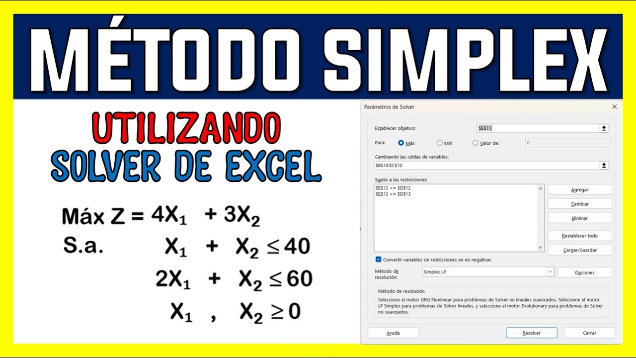 MÉTODO SIMPLEX EN EXCEL