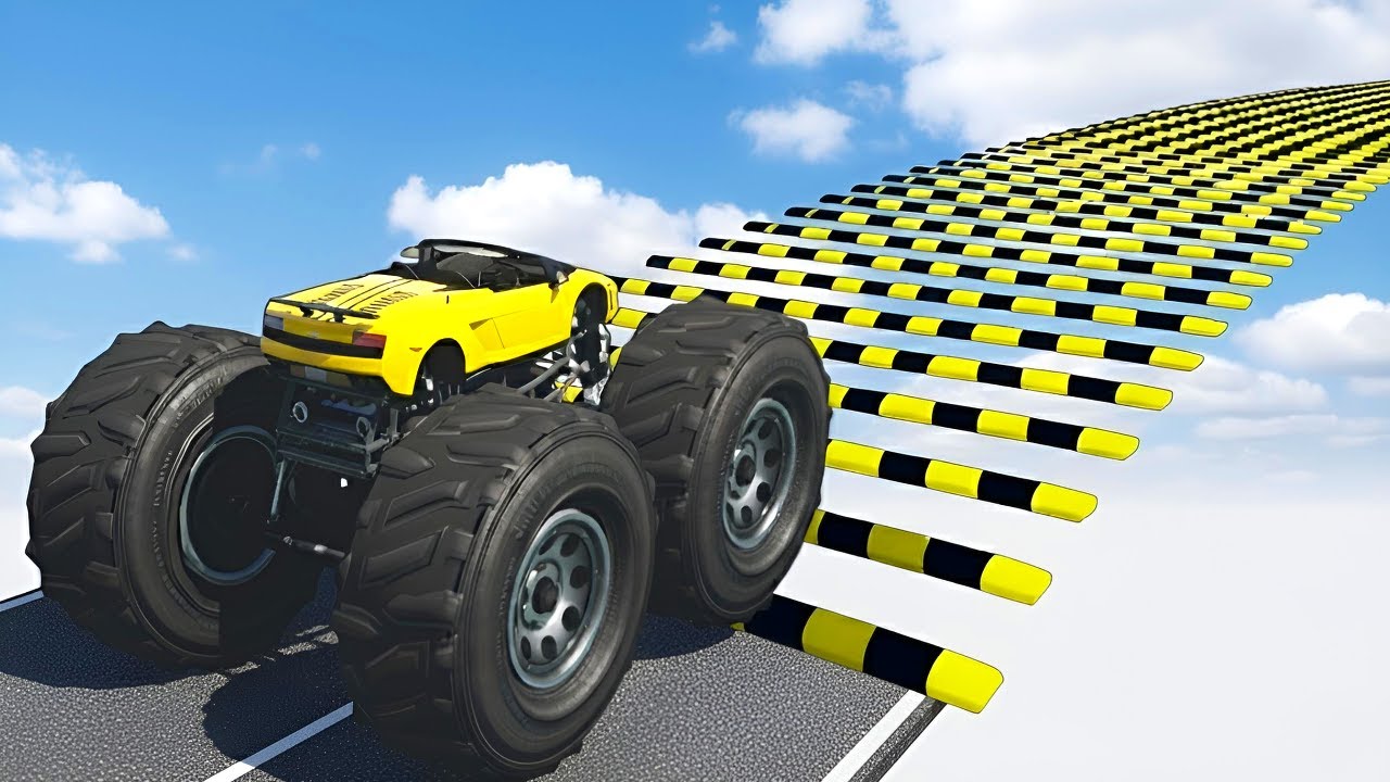 GTA 5 MONSTER TRUCKS vs 100+ SPEED BUMPS EXPERIMENT (Can Monster Truck Drive Over Speed Bumps?)