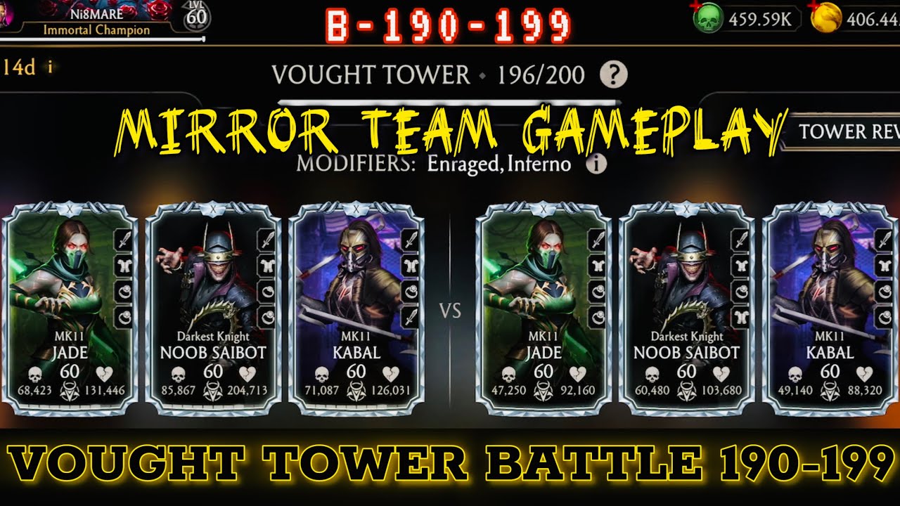 Mirror Team Gameplay | Vought Tower Battle 190-199 Mortal Kombat Mobile