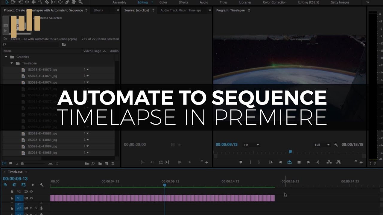 Using Automate to Sequence to Create a Timelapse in Premiere Pro