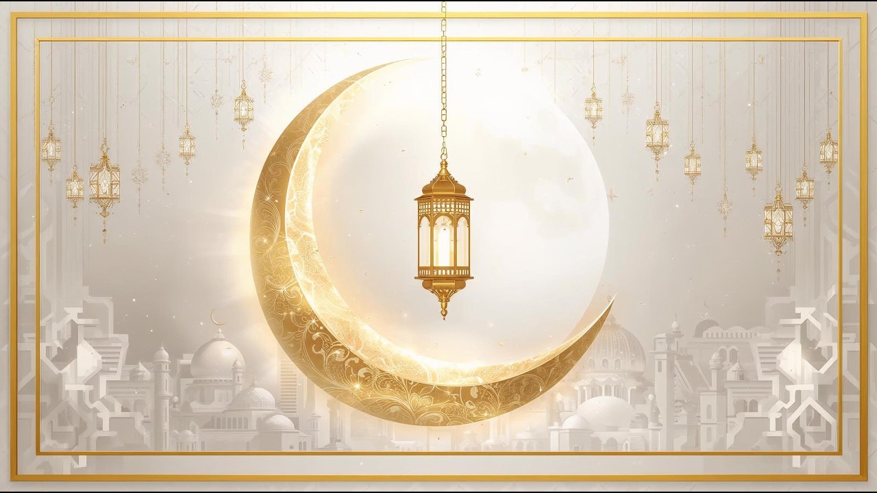 رمضان كريم | خلفية رمضان فاخرة بإضاءة ذهبية وهلال أنيق – Luxury Ramadan Background ✨