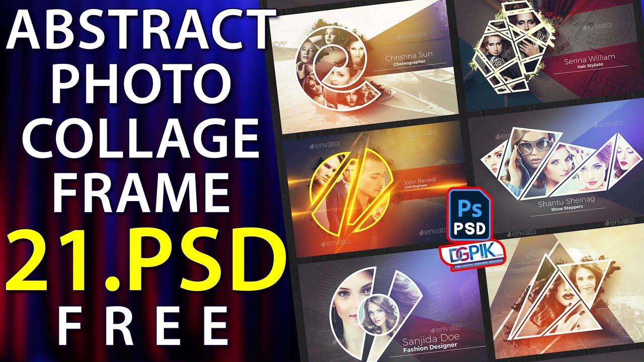 Abstract Photo Collage Frames | 21 PSD Collection
