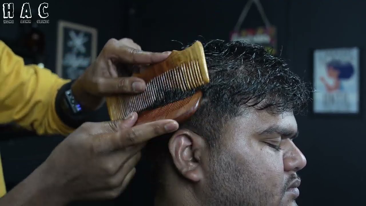 Best ASMR Comb Massage With Wooden Comb | Comb Scratching Head Massage ASMR | Dandruff Scratching