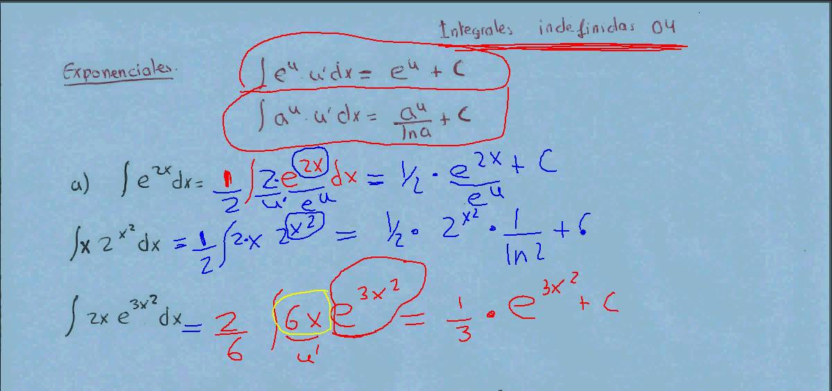 Integrales indefinidas 04 exponenciales inmediatas