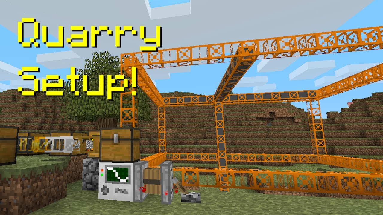 Minecraft Beta 1.7.3 - BuildCraft - Easy Quarry Setup and Pipes Guide!