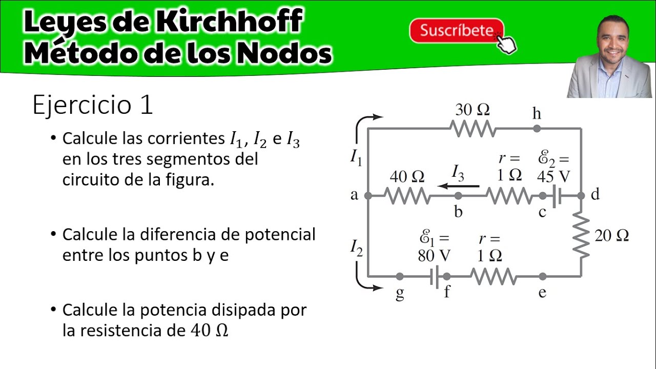 🟢 Leyes de Kirchhoff - Método de los Nodos - variante del metodo de las mallas- Ejercicio Resuelto 🟢