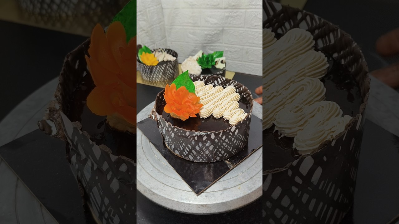 Amazing Chocolate Garnish Design Cake #shortsfeed #new #shorts #trending #chocolate #viral #youtube
