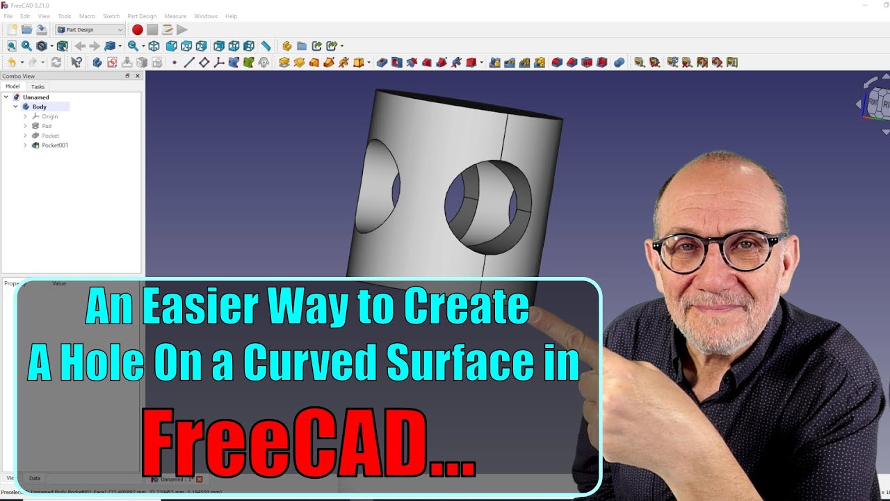 An Easier Way to Make a Hole on a Curved Surface in FreeCAD