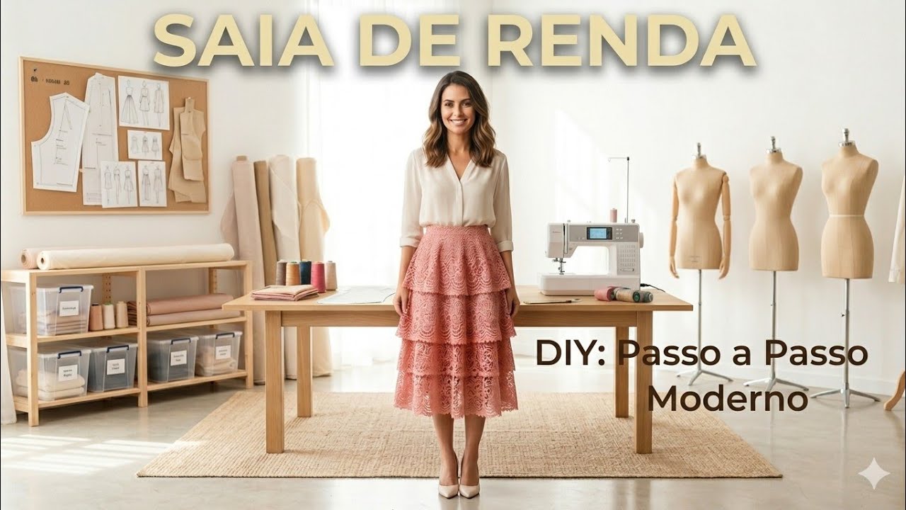 ✅️ DIY Como fazer Saia de Babado Rendada_Costura fácil passo a passo p iniciante Gisleide Novelo