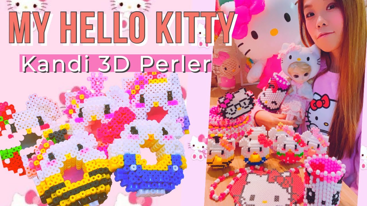 HELLO KITTY Kandi 3D Perler Tutorial | 3D Perler How to Build