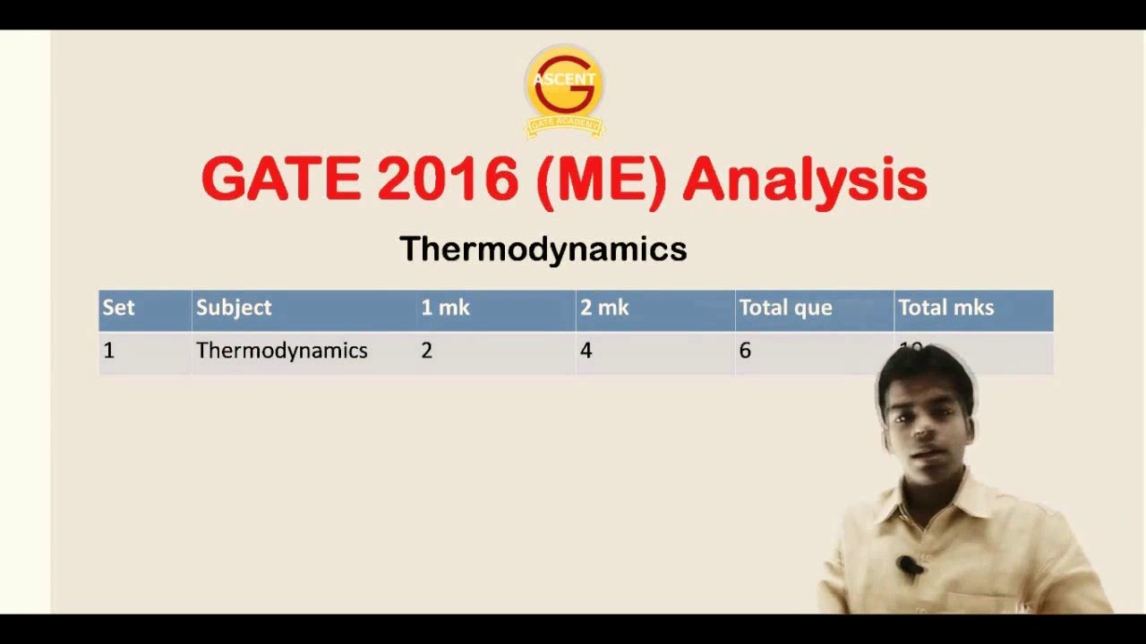 GATE 2016 Set 1 Thermodynamics  Mechanical Answer keys with solutions