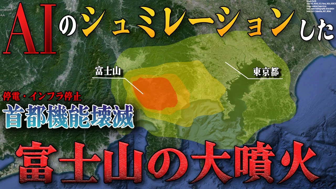 【地図で地政学】AIの考える最恐の富士山噴火。恐怖の灰が東京にも降り注ぐ