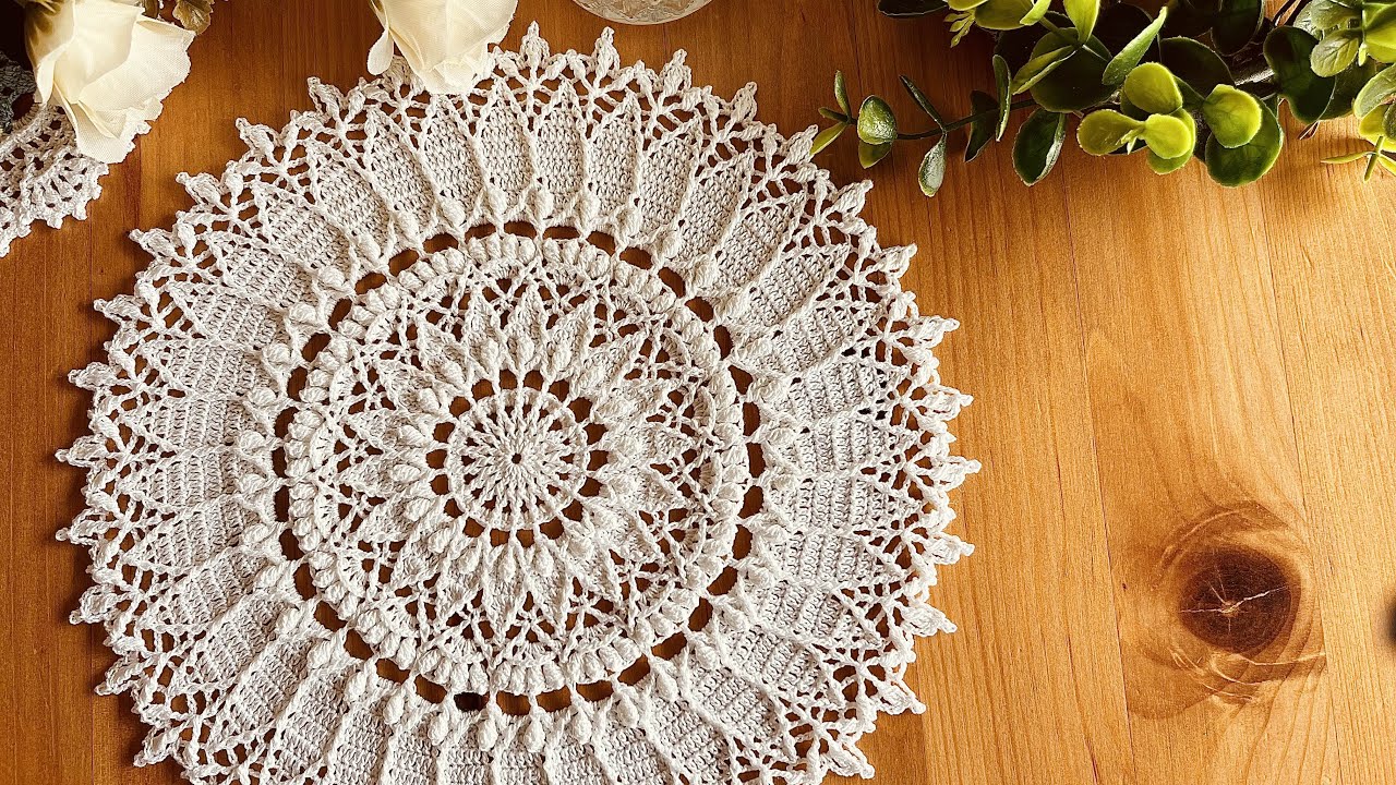 立体模様のドイリー【編み図付き】｜How to crochet (Pattern)