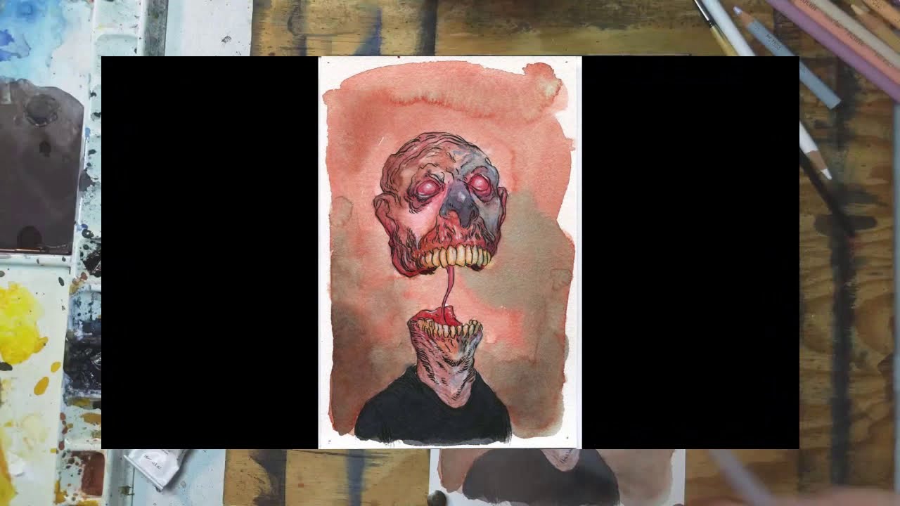 Floating head watercolor sketch