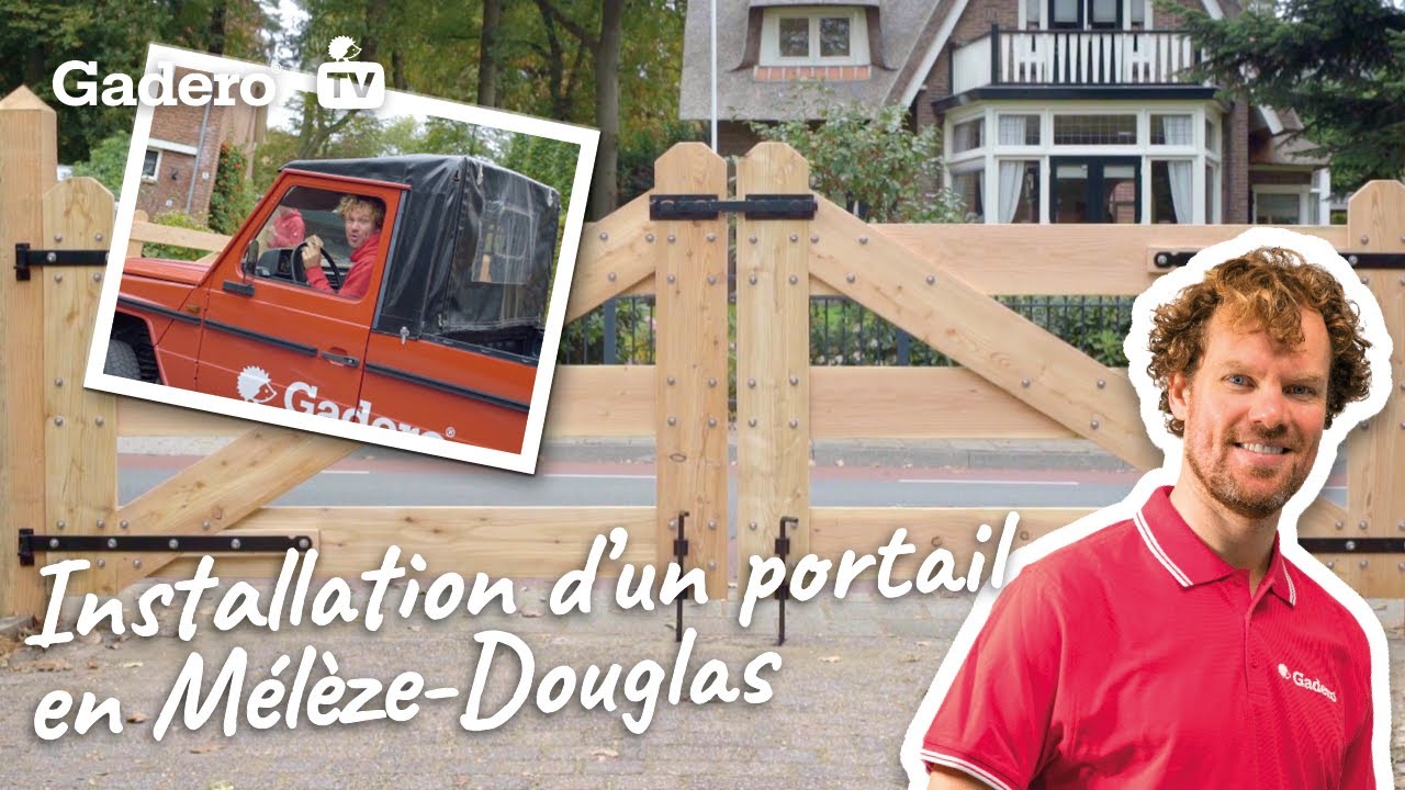 Installation d'un portail en Mélèze Douglas - Gadero France