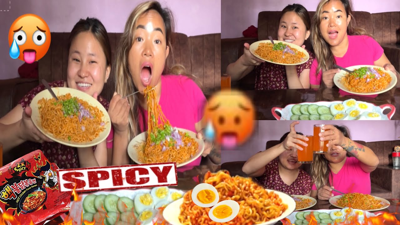 CURRENTLY SPICY NOODLES  🍝🥵🥵🥚/🤤🤤MUKBANG CHALLENG ￼#mukbang #highlights #alishasampangvlog #everyone 