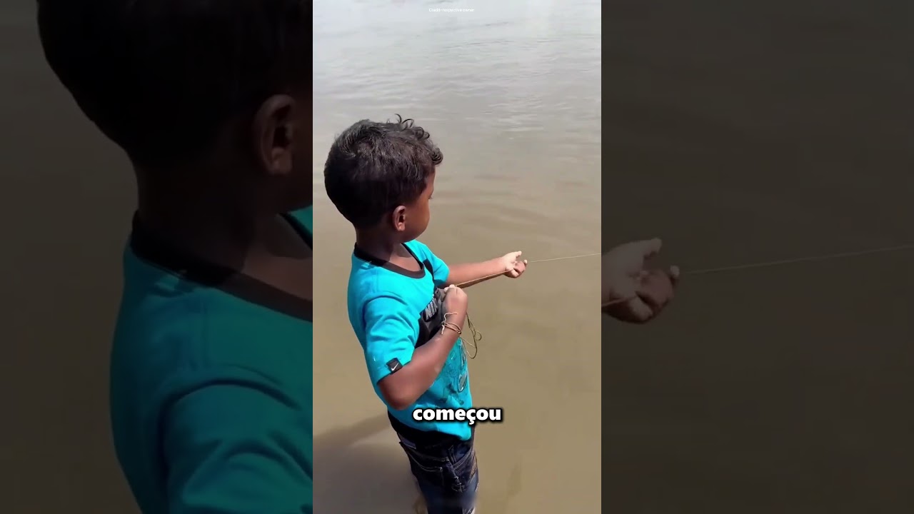 Um peixe grande ficou preso na rede 😲