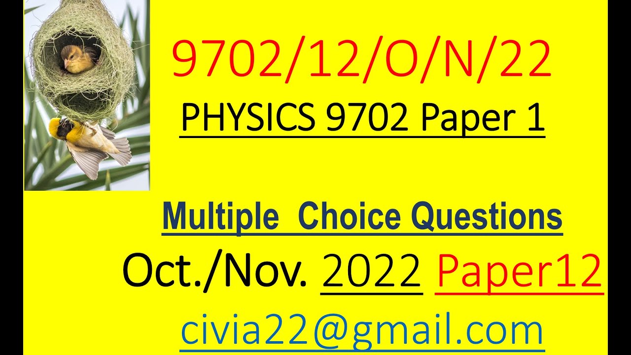 CAIE AS Physics 9702 October/November 2022 Paper 12 solved MCQs
