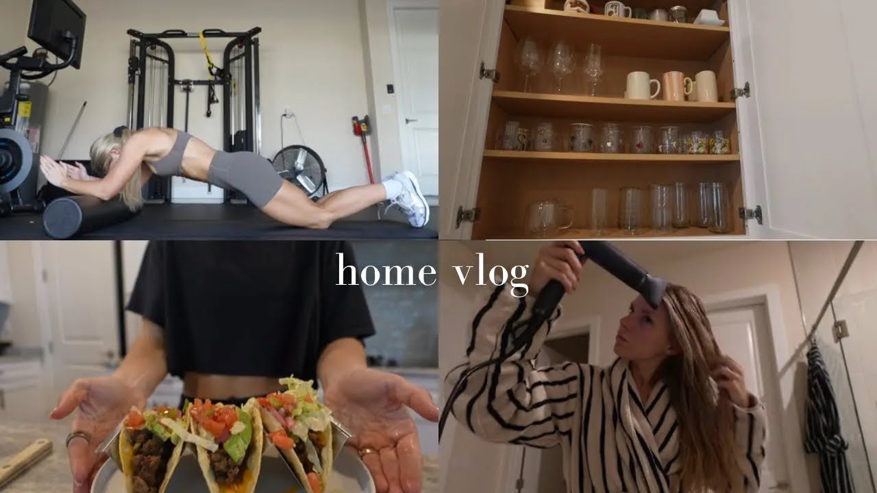 HOME VLOG: prioritizing sleep, full workouts, decluttering the kitchen