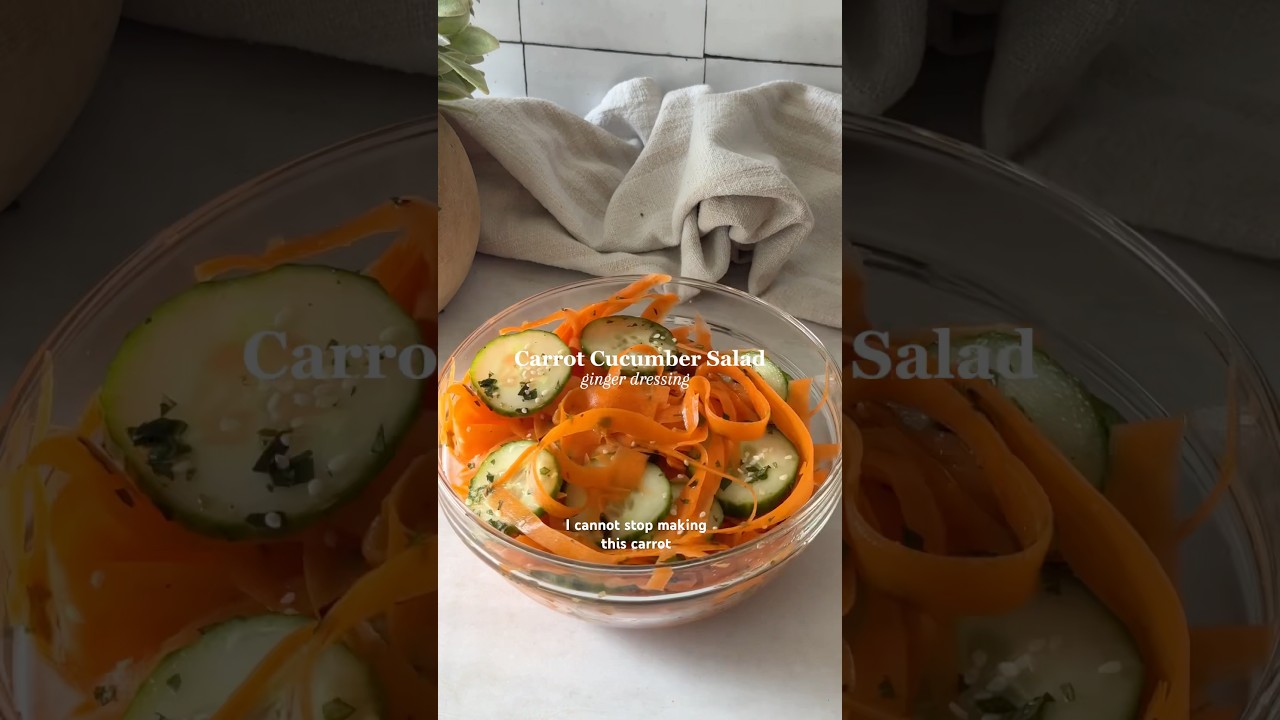 Carrot Cucumber Salad with Lemon Ginger Dressing 🥕dietitian recipe, gut health + skin health, easy!