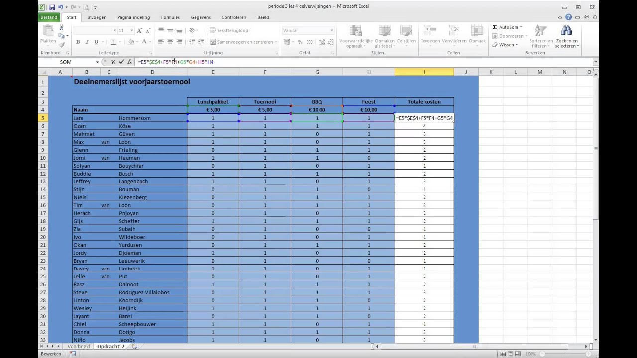 Excel 5 Relatieve en Absolute celverwijzingen