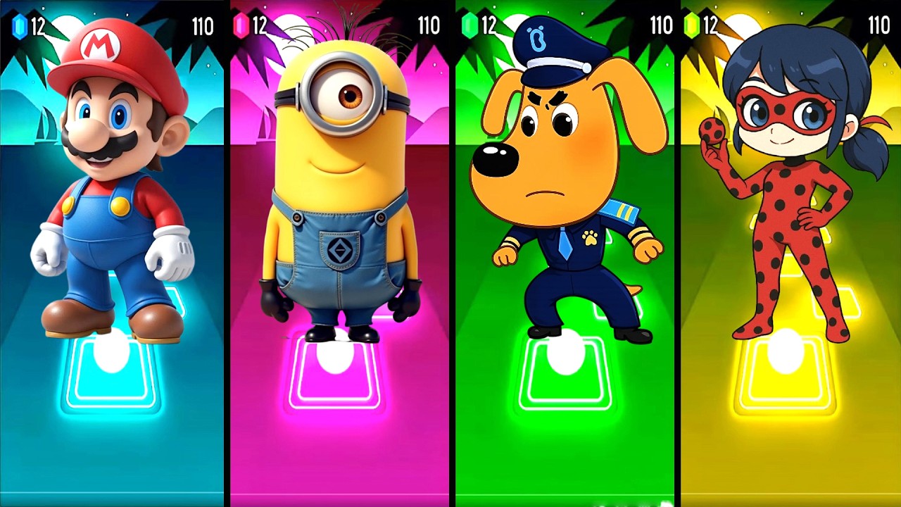 Кто победит в конкурсе цветных плиток! Марио 🆚 Миньон 🆚 Шериф Лабрадор 🆚 Божья коровка!🎵🔥