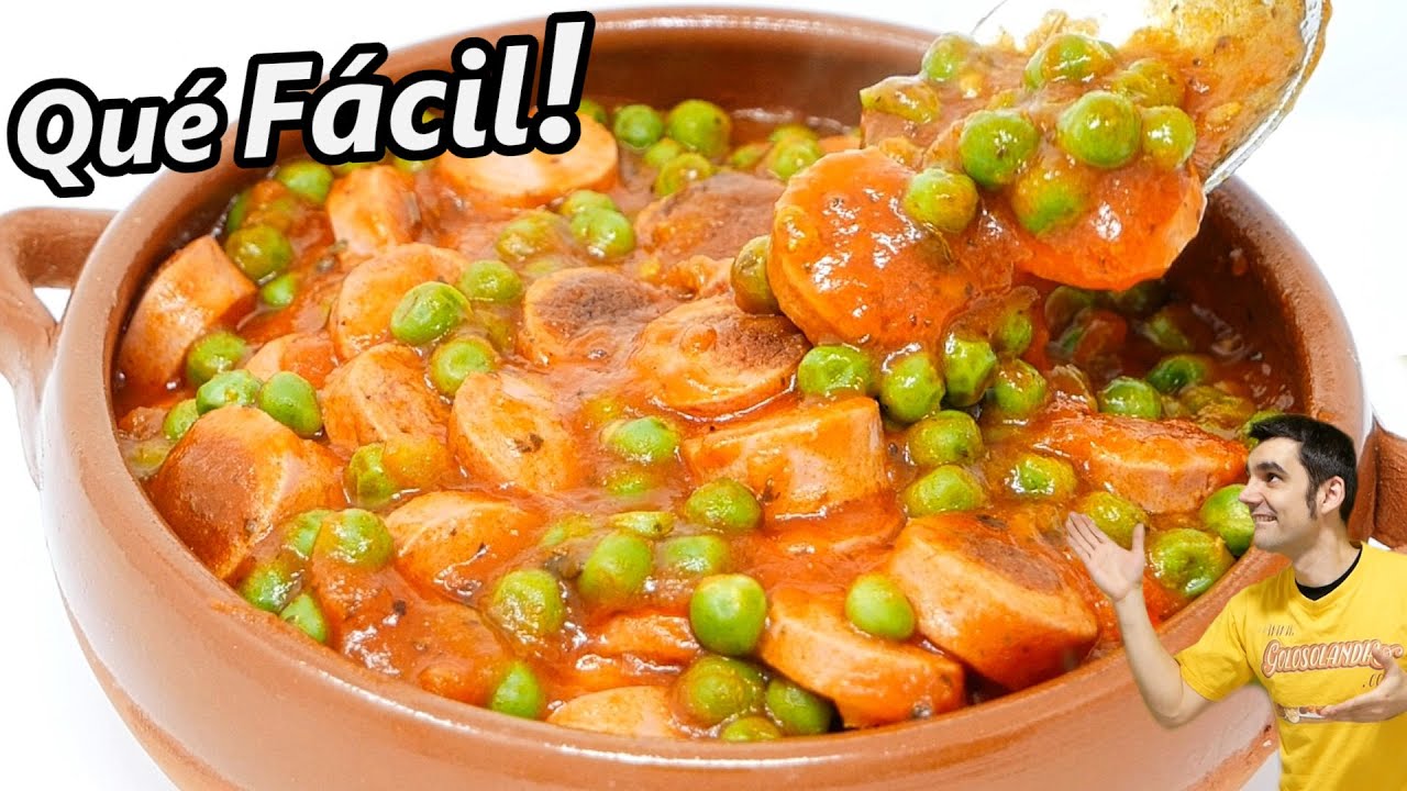 GUISADO de SALCHICHAS con GUISANTES 😍😱😍 Receta FÁCIL RÁPIDA y DELICIOSA, ¡TE VA A SORPRENDER!