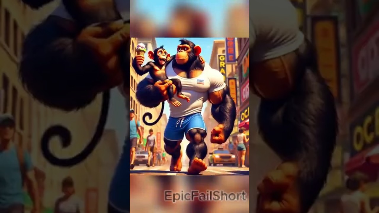 💥 COMBAT SAUVAGE 💥 Chimpanz&eacute; vs Buffle Rouge (Pour PAPA) 🐒🐂 #shorts