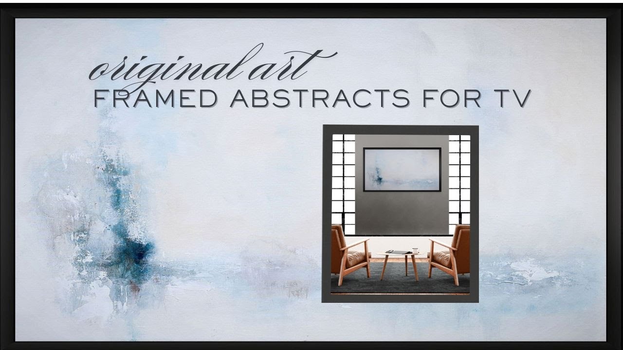 Framed Art for TV - Neutral Abstract Original Art - Vintage Elegant - #framedart #tvwallpaper