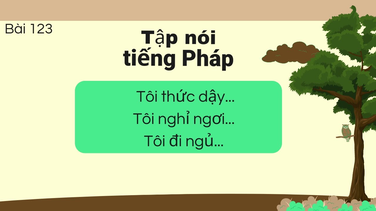 Bài 123 - Tập nói tiêng Pháp - ' Tôi thức dậy...Tôi nghỉ ngơi...Tôi đi ngủ...'