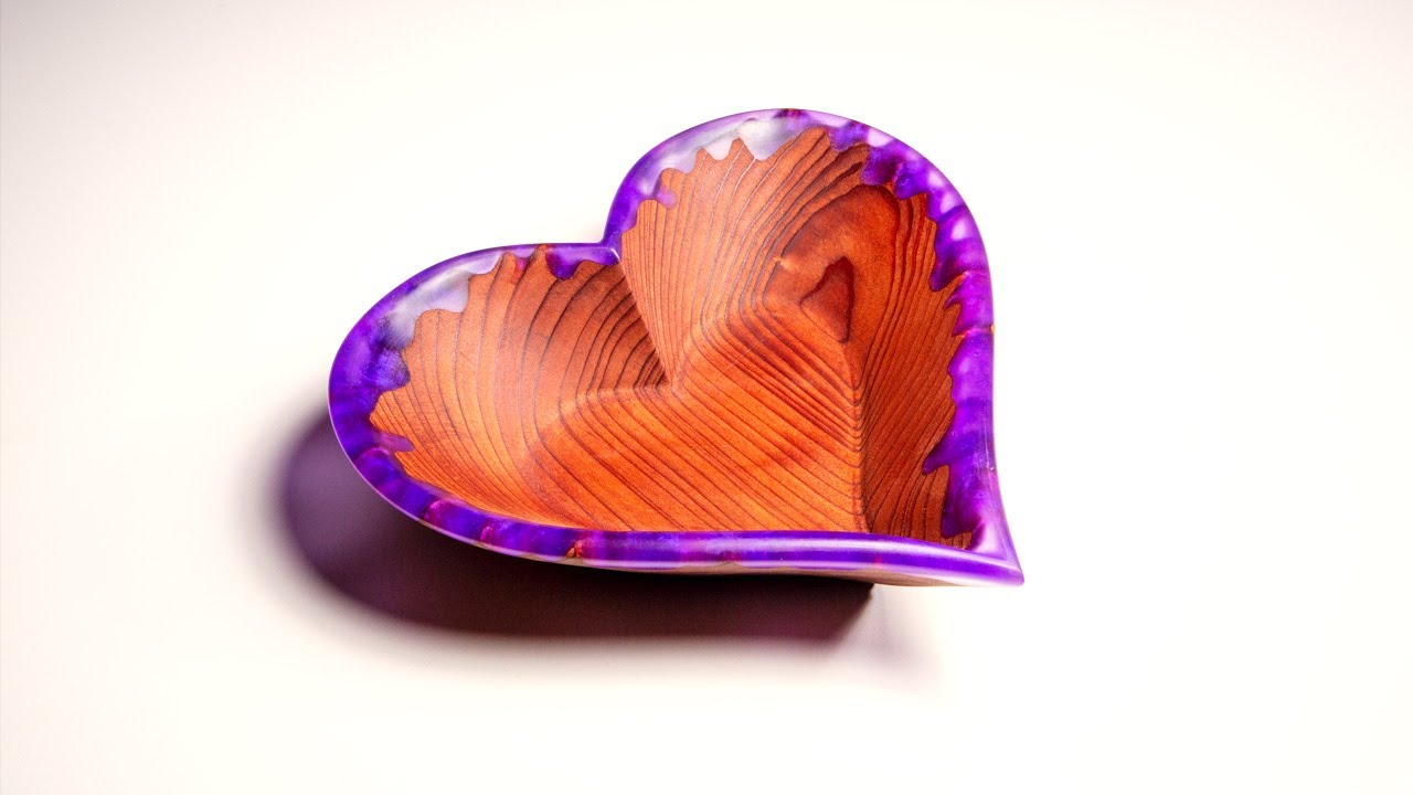 Heart Bowl - CNC Woodworking - Wood Bowls with Epoxy Drips