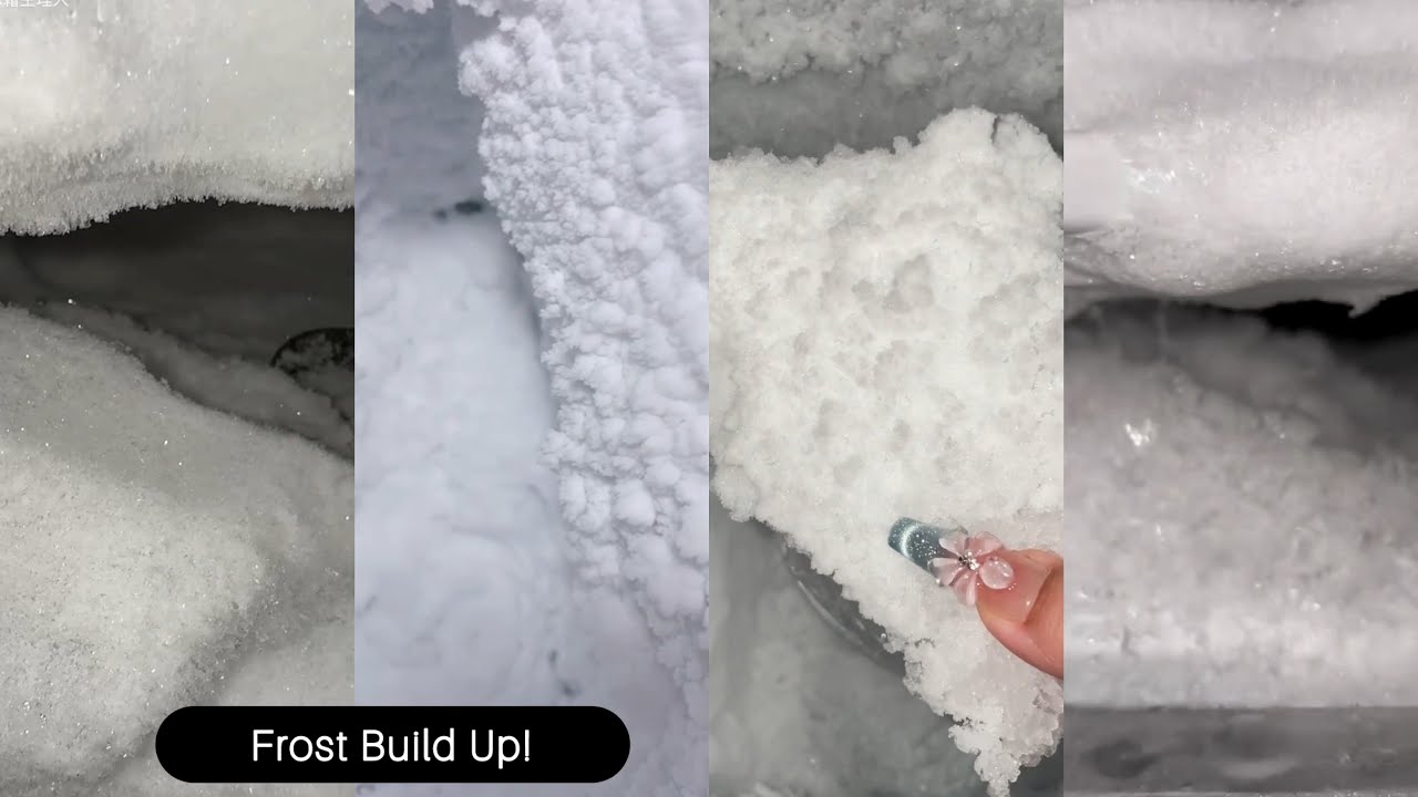 Frozen Freezer💖 Look at these ice crystals 😍 Perfect ice block 😳 Freezer cleaning satisfying 😌ASMR❤️