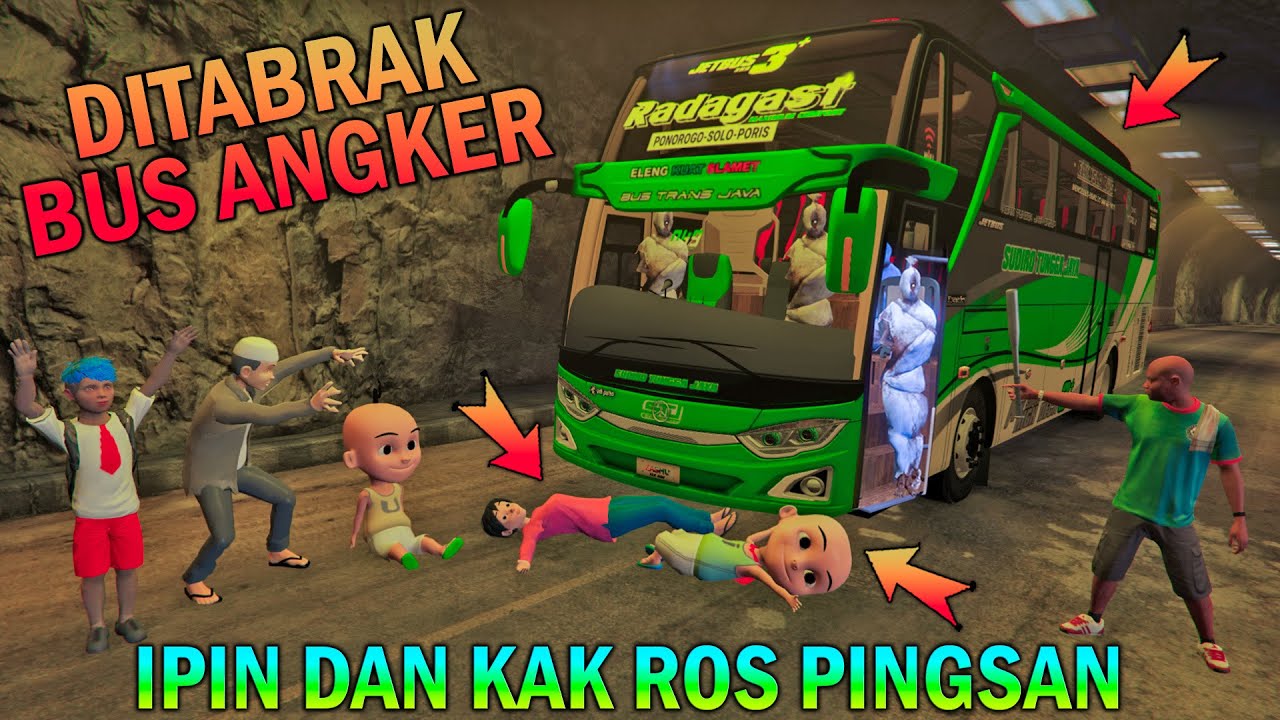 IPIN & KAK ROS DITABR4K BUS ANGKER GENTAYANGAN DI TEROWONGAN, BOCIL KAGET - GTA 5 BOCIL SULTAN