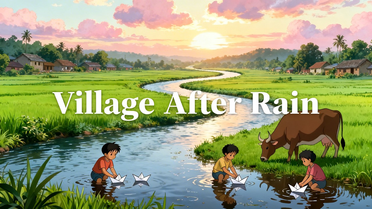 That Morning After Rain… Our Little Village 🌧️ | Ghibli style village #villagelife #ghiblivillage