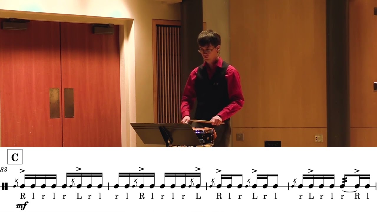 John Plate plays Through the Streets of Lyon for Rudimental Snare Drum by Ethan Prado (w/ score)