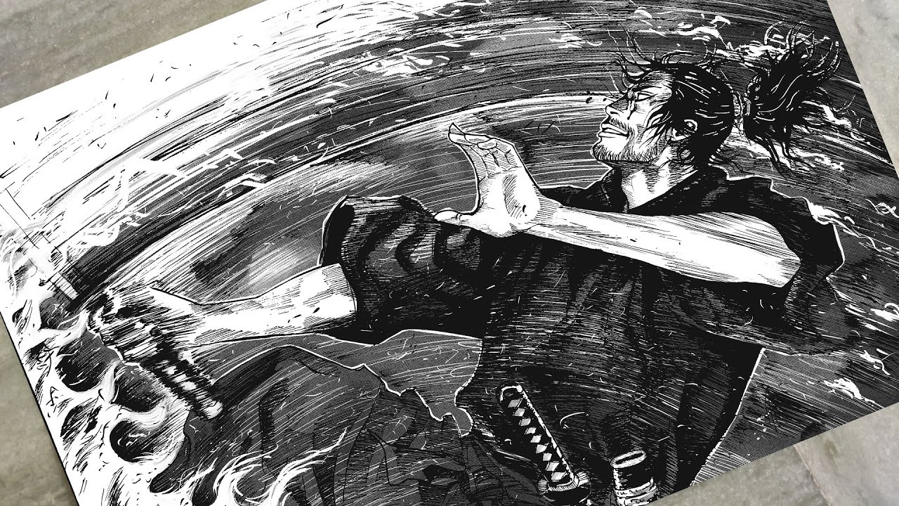 Drawing a Vagabond Manga page